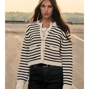 J Crew New Relaxed Emilie Sweater Jacket Cardigan In Stripe